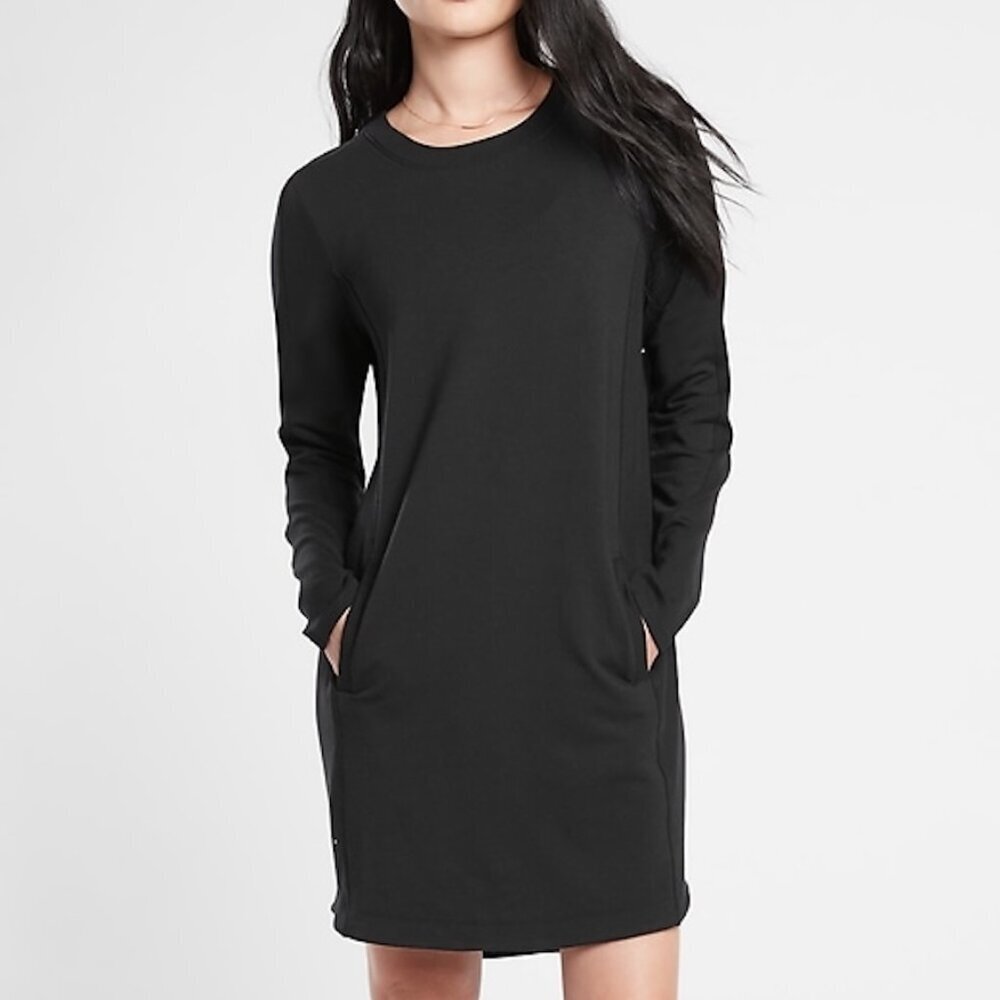 Athleta - Balance Sweatshirt Dress in Black, size Medium. Style 599867. - Picture 1 of 13